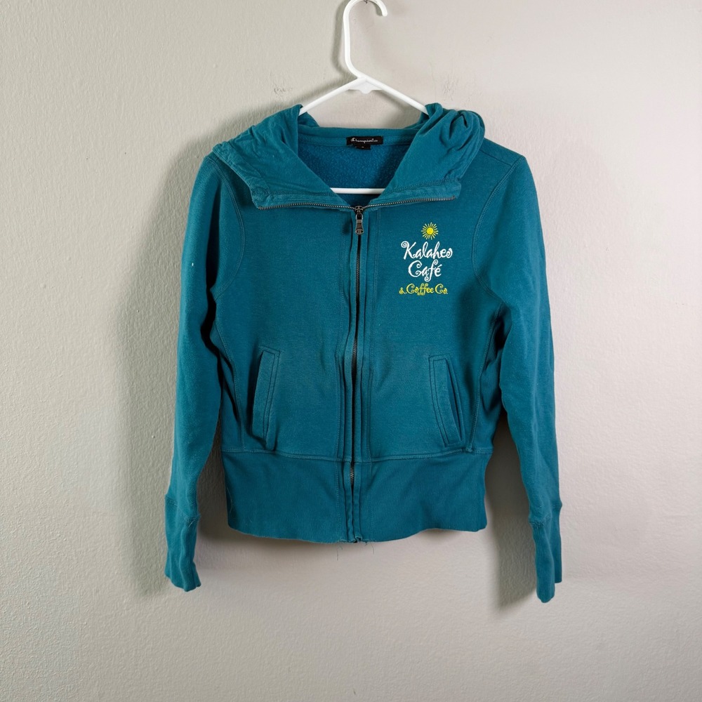 Champion Elite Womens Teal Hawaii Kalaheo Cafe Coffee Full‎ Zip Hoodie Small